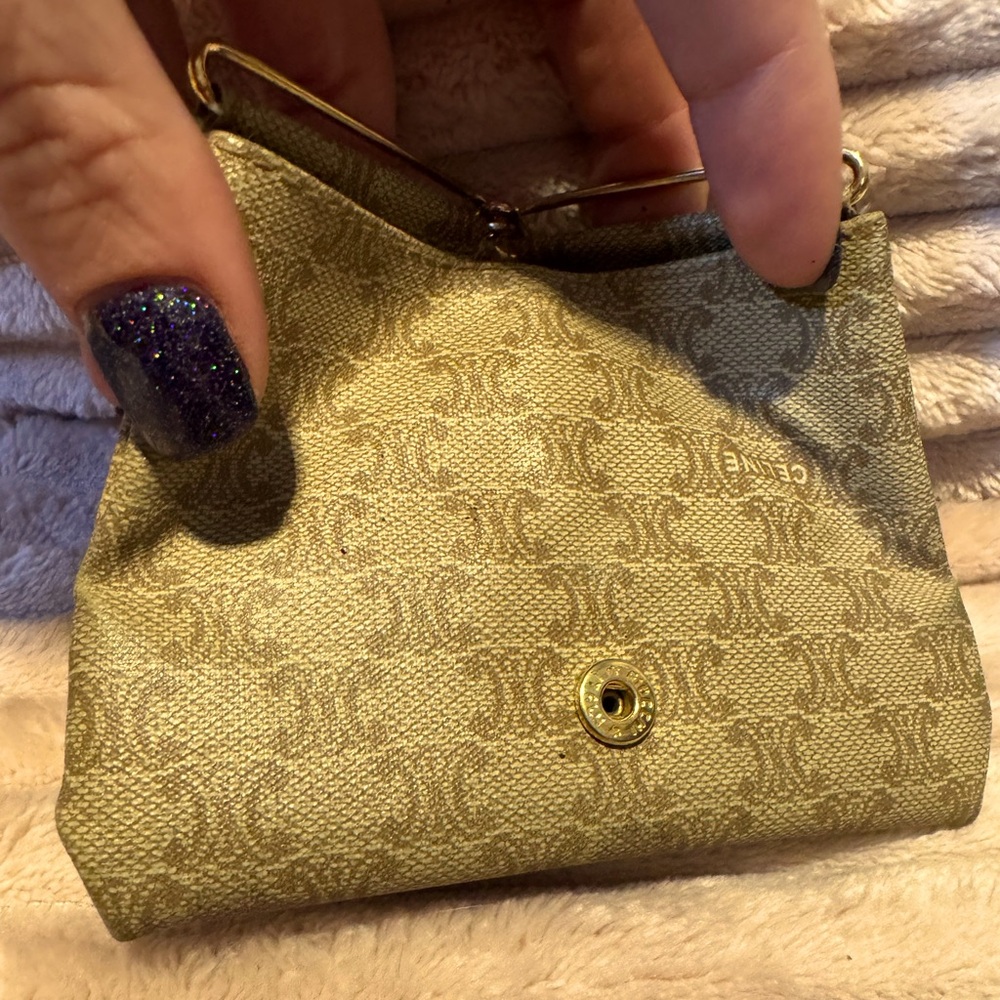 Celine Macadam Coin Purse Made in Italy Rare Gold Snap Authentic Vintage - Picture 5 of 8